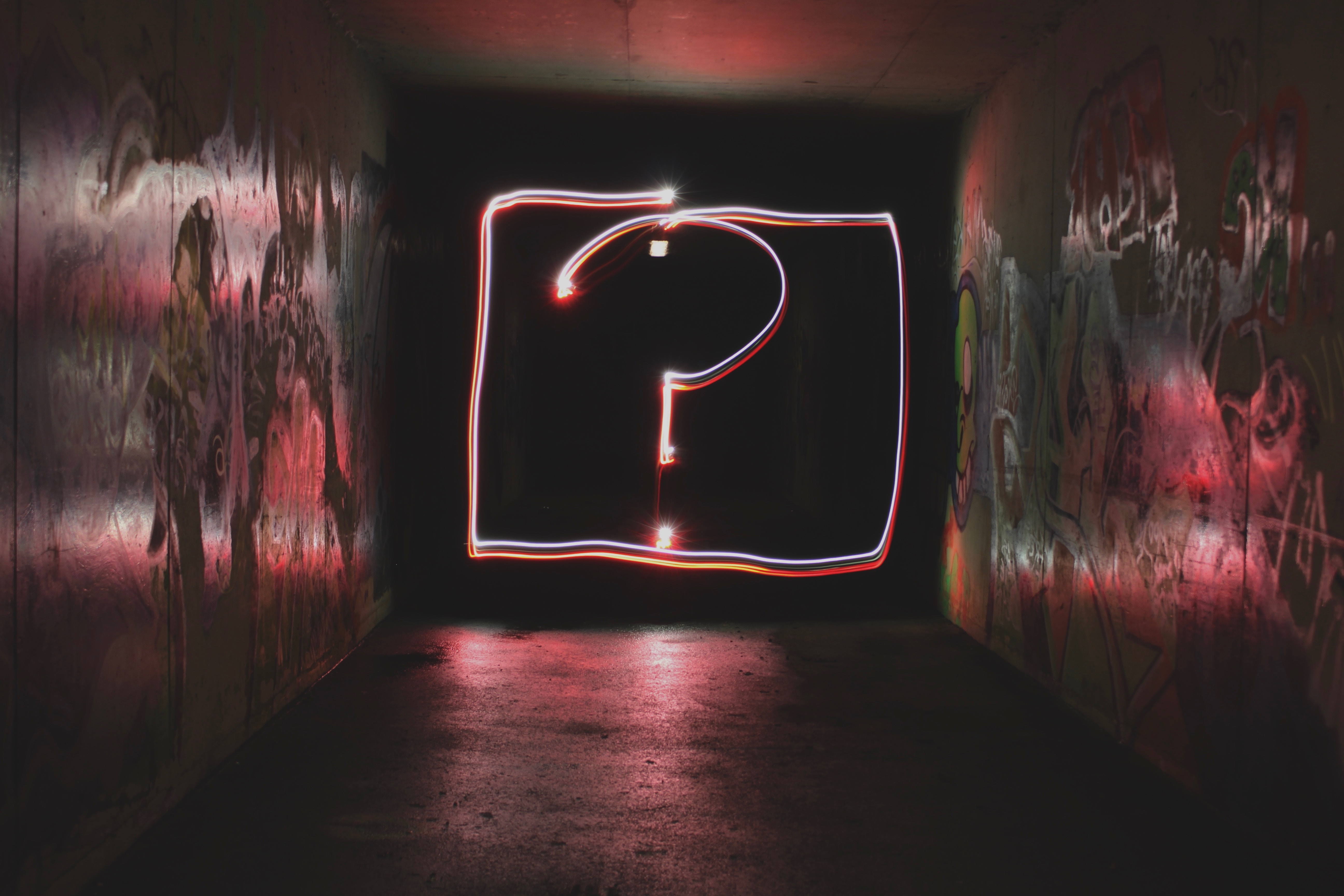 Stylised neon question mark
