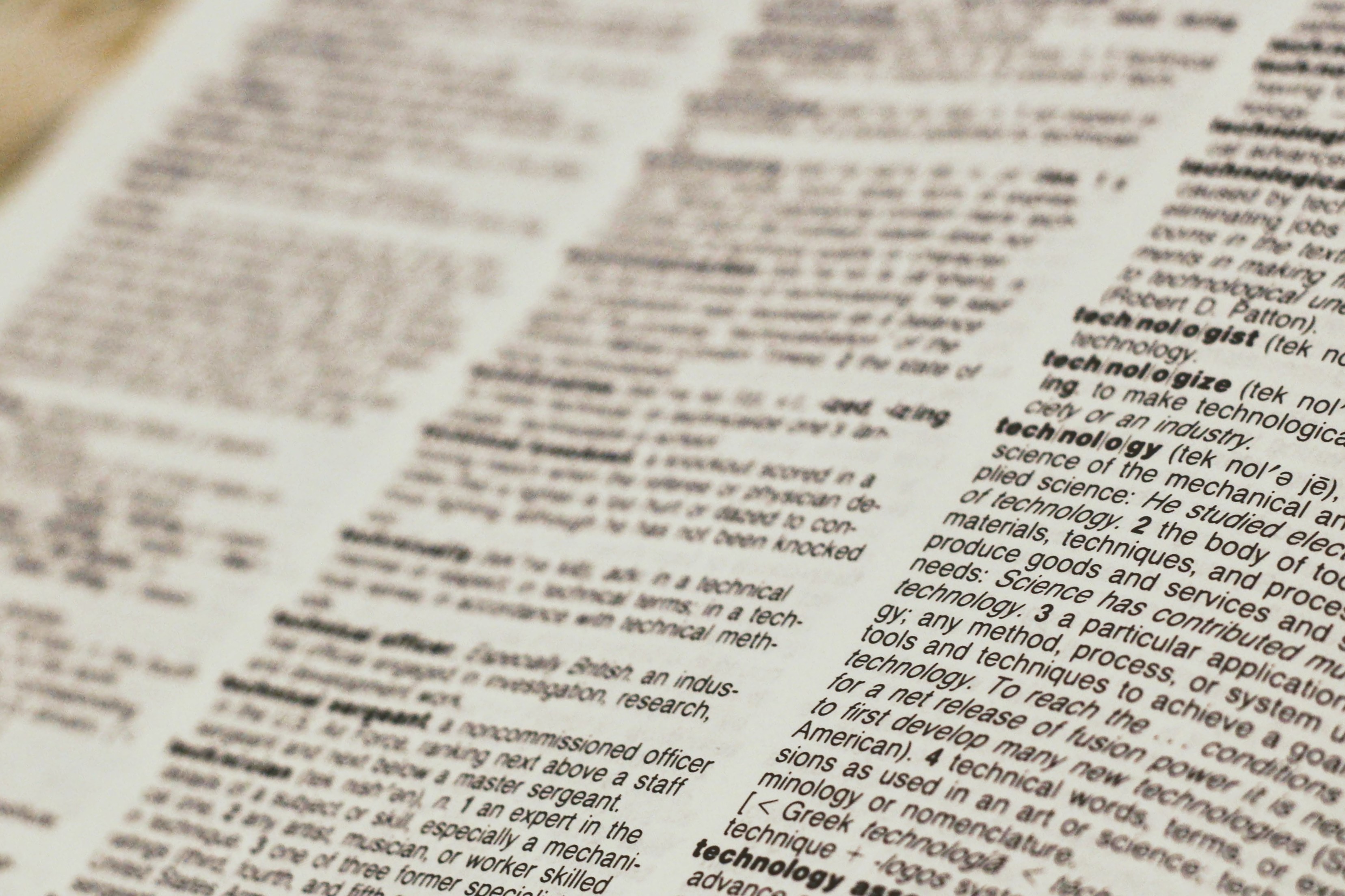 Close-up of an open dictionary
